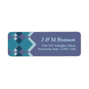 Adressetikett för Blue Teal Aqua Diamond Tiles Returadress Etikett