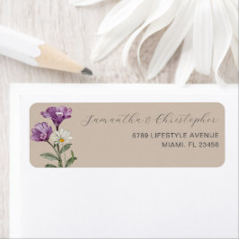 Adressetikett för Boho WildblomBeige Returadress Etikett