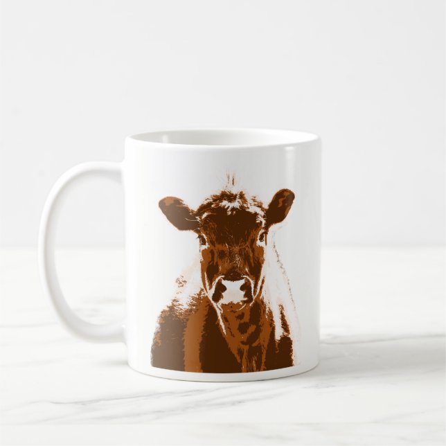 Adressetikett för Brown Cow Farm Animal Anpassning Kaffemugg (Vänster)