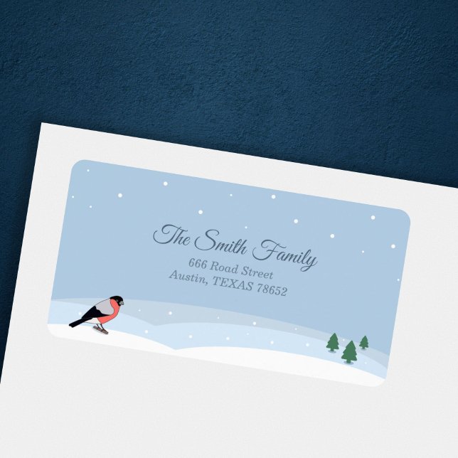 Adressetikett för Bullfinch & Snowy Ligcape Return (Bullfinch & Snowy Landscape Return Address Label)