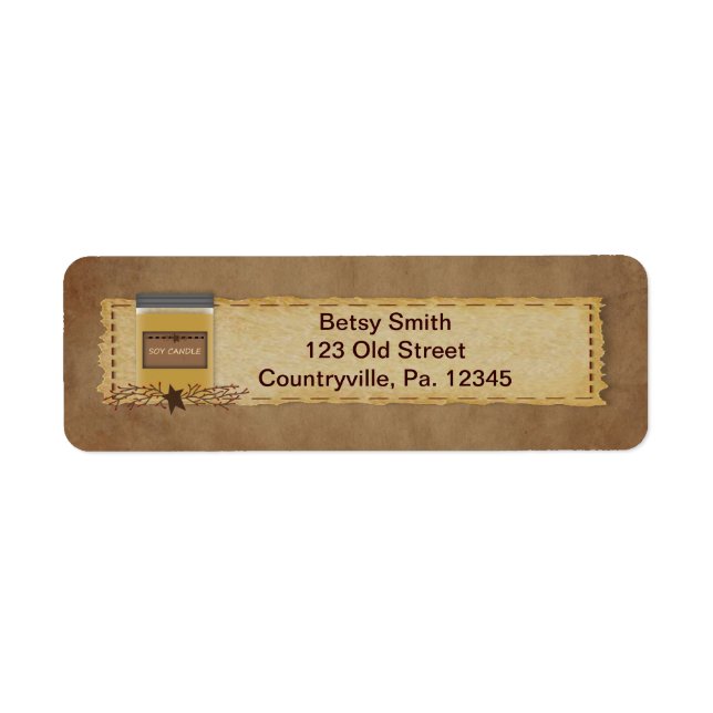 Adressetikett för Burk Candle Returadress Etikett (Framsidan)