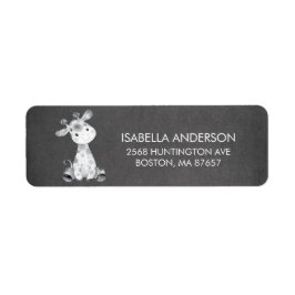 Adressetikett för Chalkboard Giraffe Baby Shower Returadress Etikett