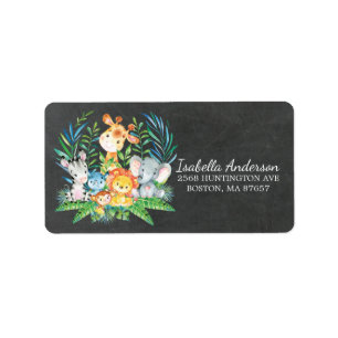 Adressetikett för Chalkboard Safari Jungle Baby Sh
