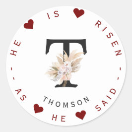 Adressetikett för Charm Pampas Grass Blommigt Mono Runt Klistermärke