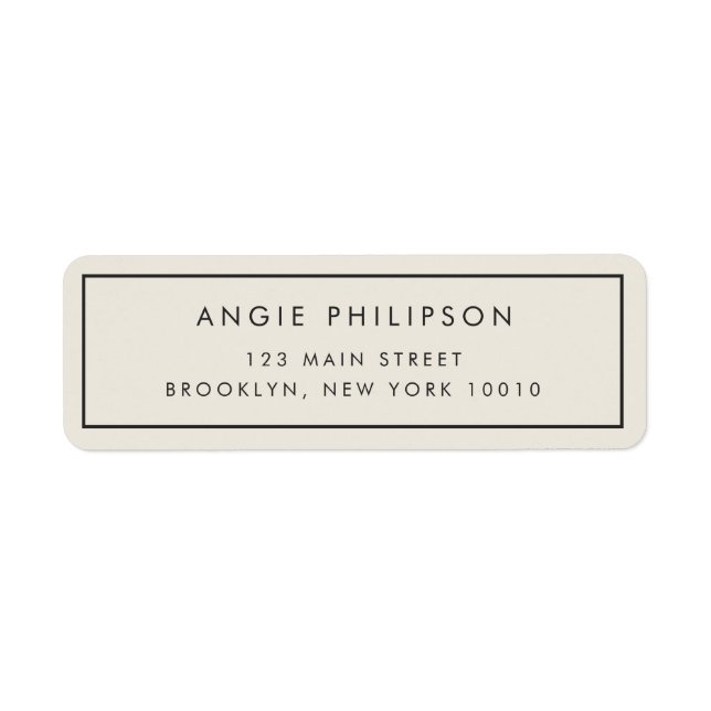 Adressetikett för Chic för radbrytning av enkel ty Returadress Etikett (Framsidan)