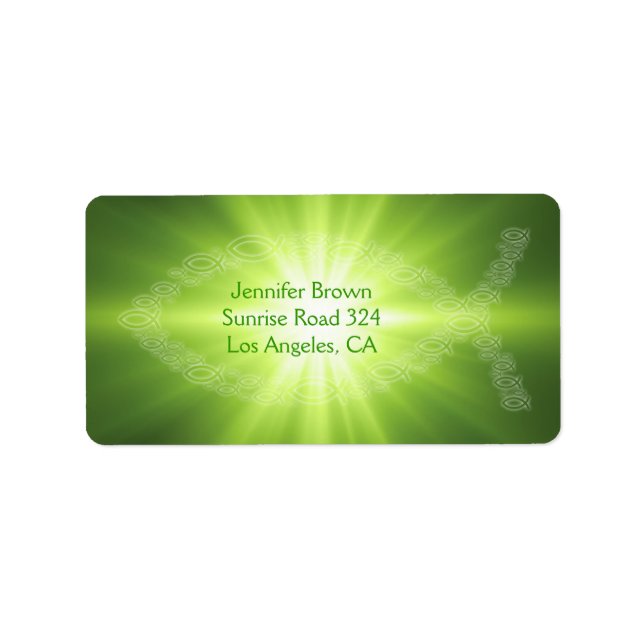 Adressetikett för Christian Fish Grönt (Framsidan)