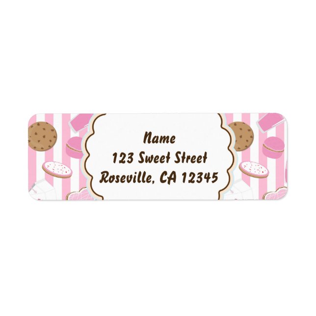 Adressetikett för Cookies & Mjölk Rosa Girls Party Returadress Etikett (Framsidan)