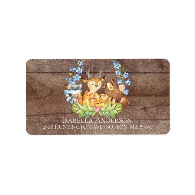 Adressetikett för Cute Animals Boys Baby Shower (Framsidan)