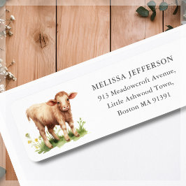 Adressetikett för Cute Brown Cow-servering Returadress Etikett