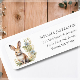 Adressetikett för Cute Bunny Rabbit Returadress Etikett
