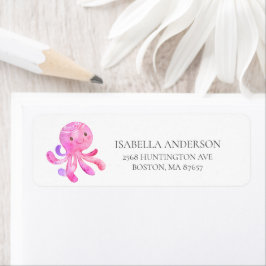 Adressetikett för Cute Octopus Baby Shower Returadress Etikett