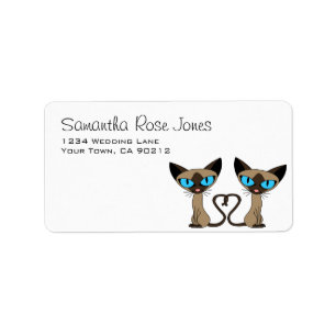 Adressetikett för Cute Siamese Cats Svan Heart Anp
