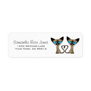 Adressetikett för Cute Siamese Cats Svan Heart Anp Returadress Etikett