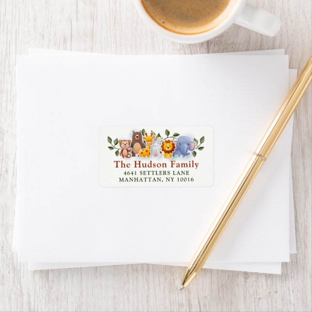 Adressetikett för Djurvänner Zoo Party Greenery (Insitu)