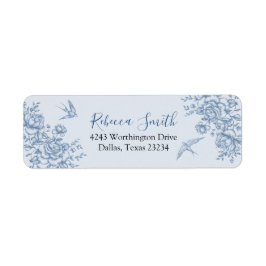 Adressetikett för Dusty Blue Chinoiserie Baby Show Returadress Etikett