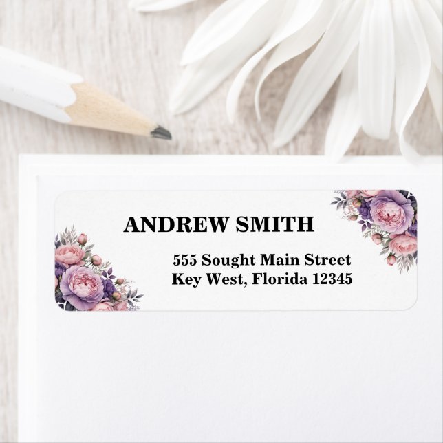 Adressetikett för elegantens Blommigt för personli Returadress Etikett (Insitu)