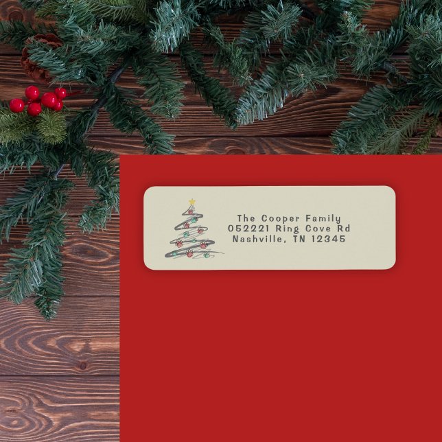 Adressetikett för Festive Paw Skriv ut Julgran Returadress Etikett (Send out your Christmas cards with a personalized !return label. Friends and family will love it!)