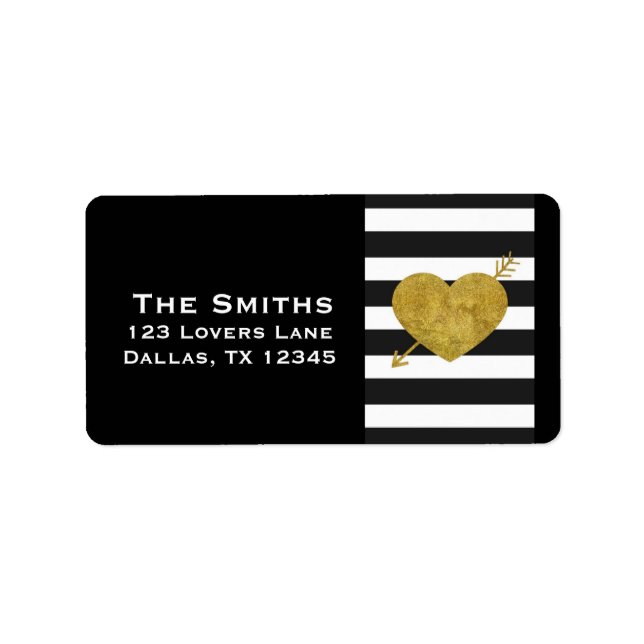 Adressetikett för fet hjärta och pilreturnering (Framsidan)