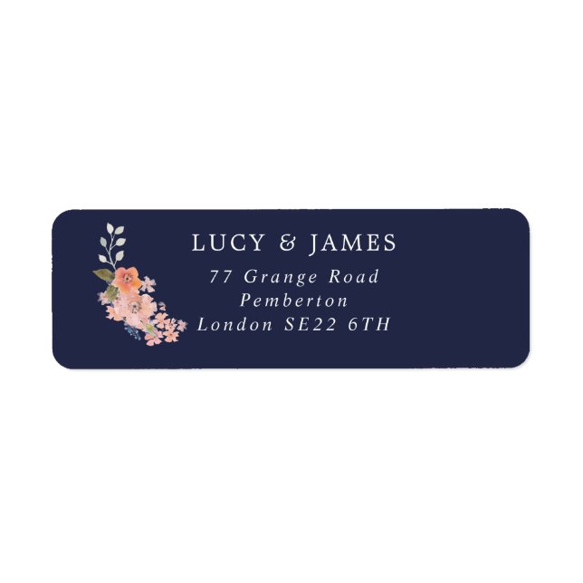 Adressetikett för flottans och persiko-Blommigtens Returadress Etikett (Framsidan)