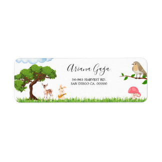 Adressetikett för Forest Animals Baby Shower Returadress Etikett