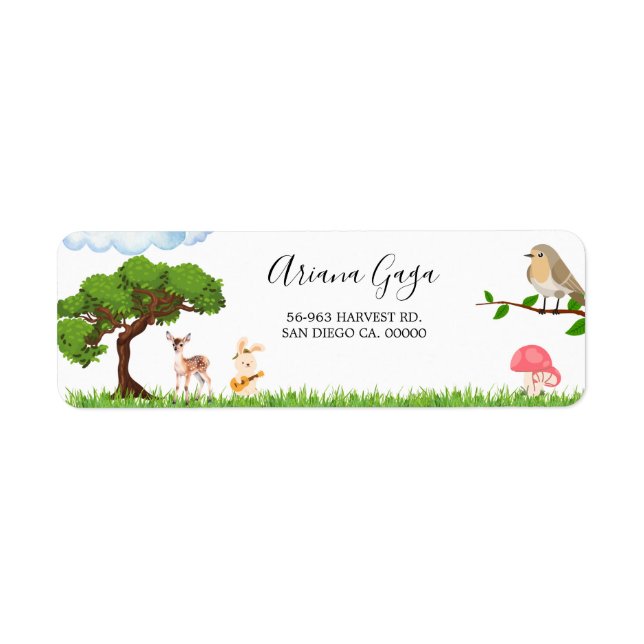 Adressetikett för Forest Animals Baby Shower Returadress Etikett (Framsidan)