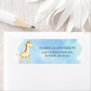 Adressetikett för Giraffe Jungle Baby Shower Returadress Etikett