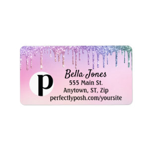 Adressetikett för Glitter Drip Pastel är perfekt p