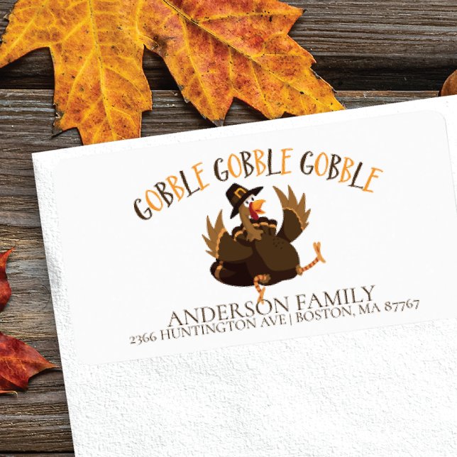 Adressetikett för Gobble Turkey Thanksgiving (Skapare uppladdad)