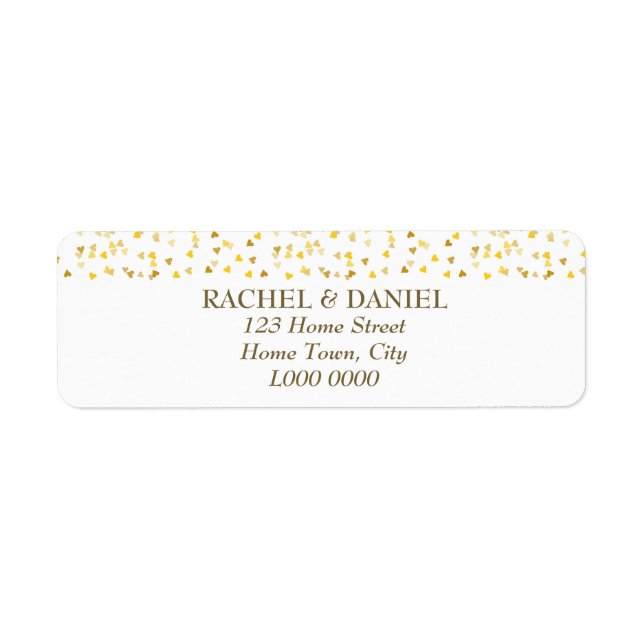 Adressetikett för Golden Hearts Returadress Etikett (Framsidan)