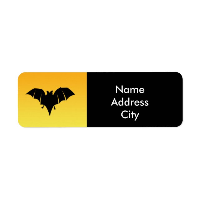 Adressetikett för Halloween Fladdermus Orange Blac Returadress Etikett (Framsidan)