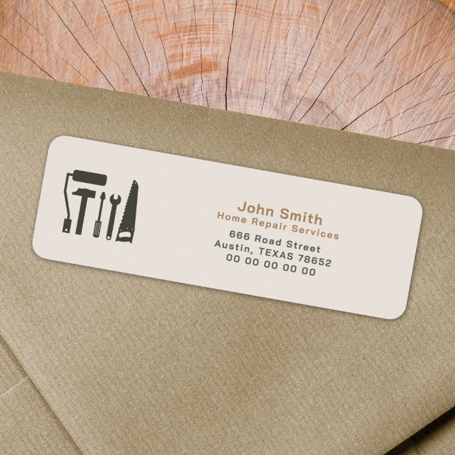 Adressetikett för handyman- och hemreparationsretu returadress etikett (Handyman & Home Repair Return Address Label)