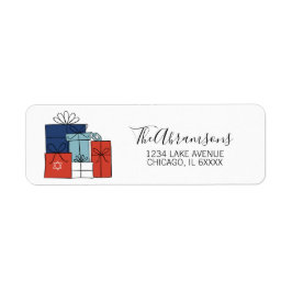 Adressetikett för Hanukkah Gifts & Menorah Helgdag Returadress Etikett