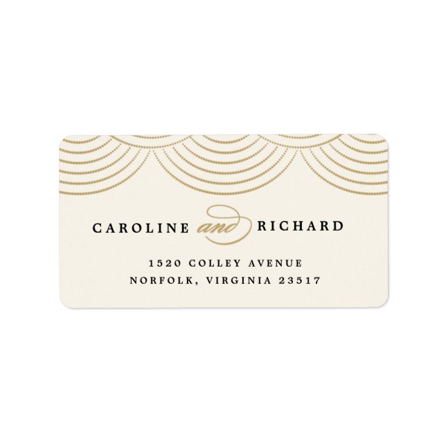 Adressetikett för ivoriansk Art Deco String Ljus R (Framsidan)