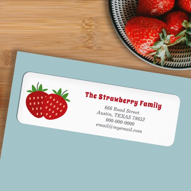 Adressetikett för jordgubbsåtervändning returadress etikett (Strawberry Return Address Label)