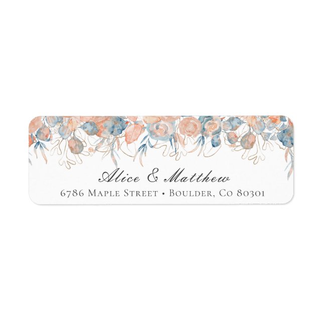 Adressetikett för korallblått kustområde returadress etikett (Framsidan)