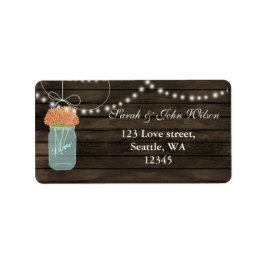 Adressetikett för korallblommor, mason burk