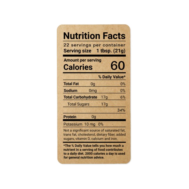 Adressetikett för Kraft Honung Nutrition Facts (Framsidan)
