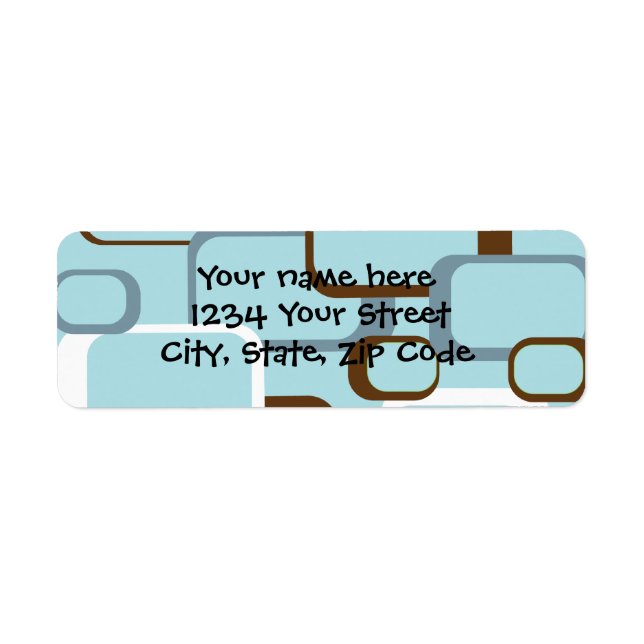 Adressetikett för Light Blue Retro Squares Returadress Etikett (Framsidan)