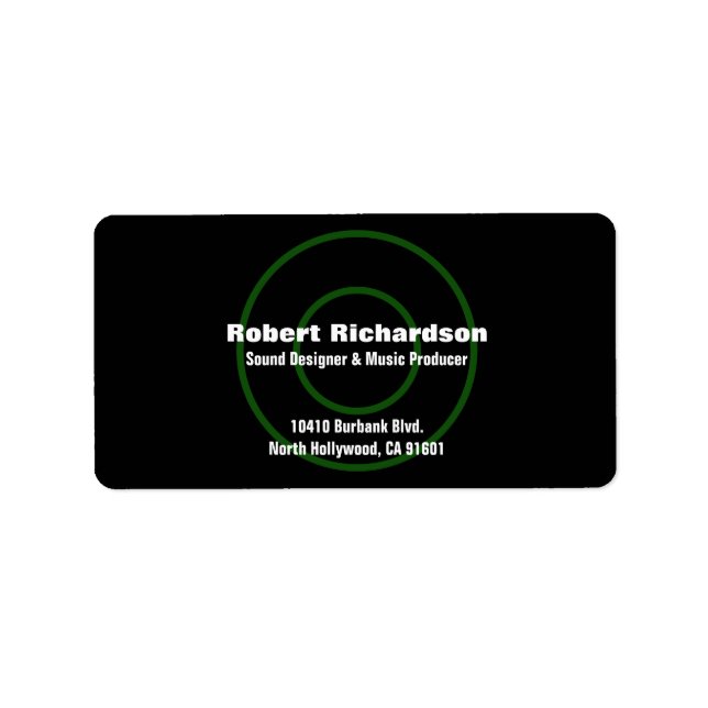 Adressetikett för Ljud Designer (Framsidan)