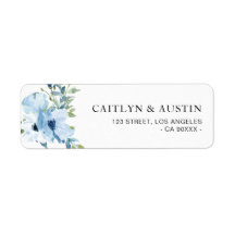 adressetikett för ljusblå blommigt