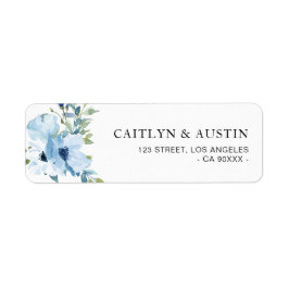 adressetikett för ljusblå blommigt returadress etikett
