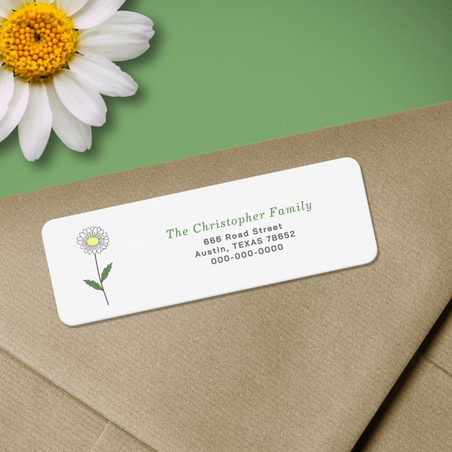 Adressetikett för löfte om blomma i botaniska Dais Returadress Etikett (Daisy Flower Return Address Label)