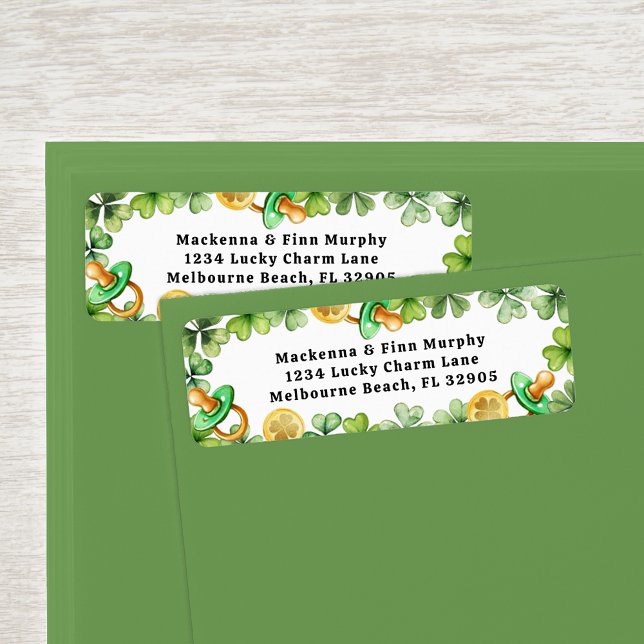 Adressetikett för Lucky Charm Baby Shower Returadress Etikett (Return Address Label - Irish Baby Shower Theme)