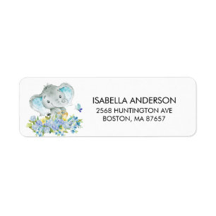 Adressetikett för lycklig Elephant Baby Shower Returadress Etikett