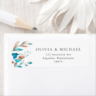 Adressetikett för marin modern Greenery Rustic Brö Returadress Etikett