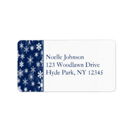 Adressetikett för marin och vit Snöflingor