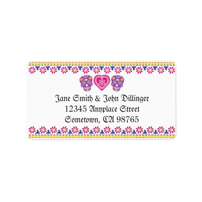 Adressetikett för mexikanska Döskallar Retur (Framsidan)