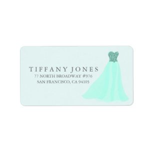 Adressetikett för Mint Teal Glitter Dress Gown
