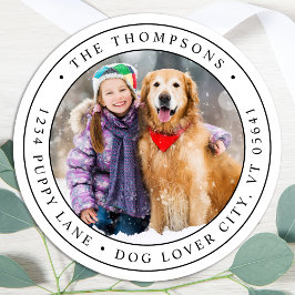 Adressetikett för Modern Anpassningsbar Photo Roun Runt Klistermärke