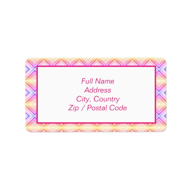 Adressetikett för mönstrad Rosa och Gult (Framsidan)